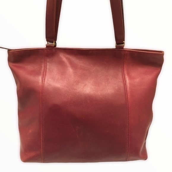 Coach4065 vintage leather red light tote shopper bag purse